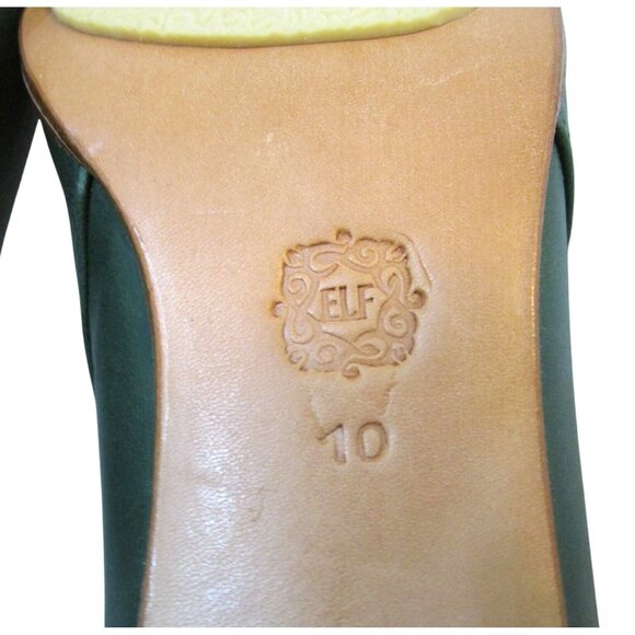 ELF Handmade Green Leather Slip-On Heels For Women Size 10 NEW/NEVER WORN Classy - Picture 7 of 9